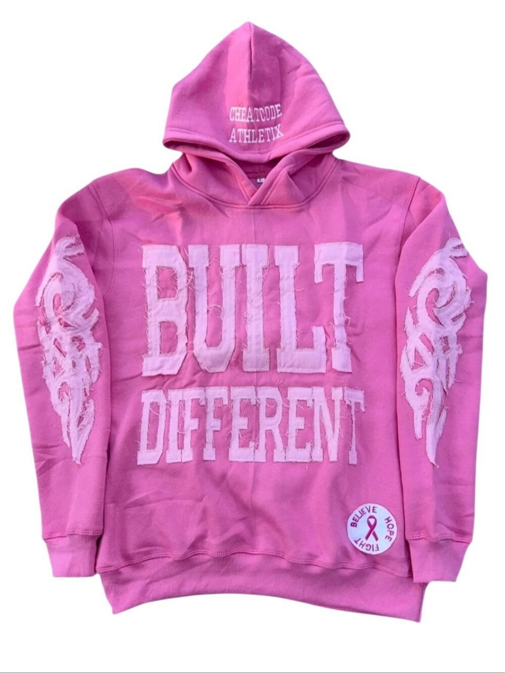 Cheatcode Athletix "Built Different" Pink Legacy Hoodie Size XL